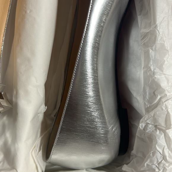 Silver Christian Louboutin Spiked Flats - Picture 9 of 10